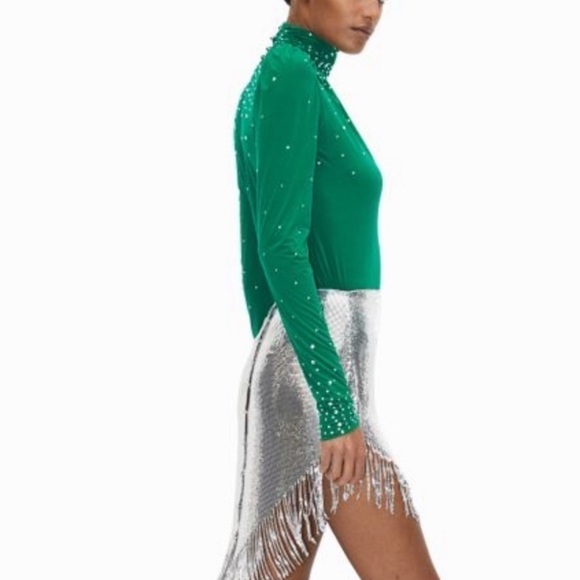 RARE Paco Rabanne Green/crystal Blouse Top - Picture 5 of 11